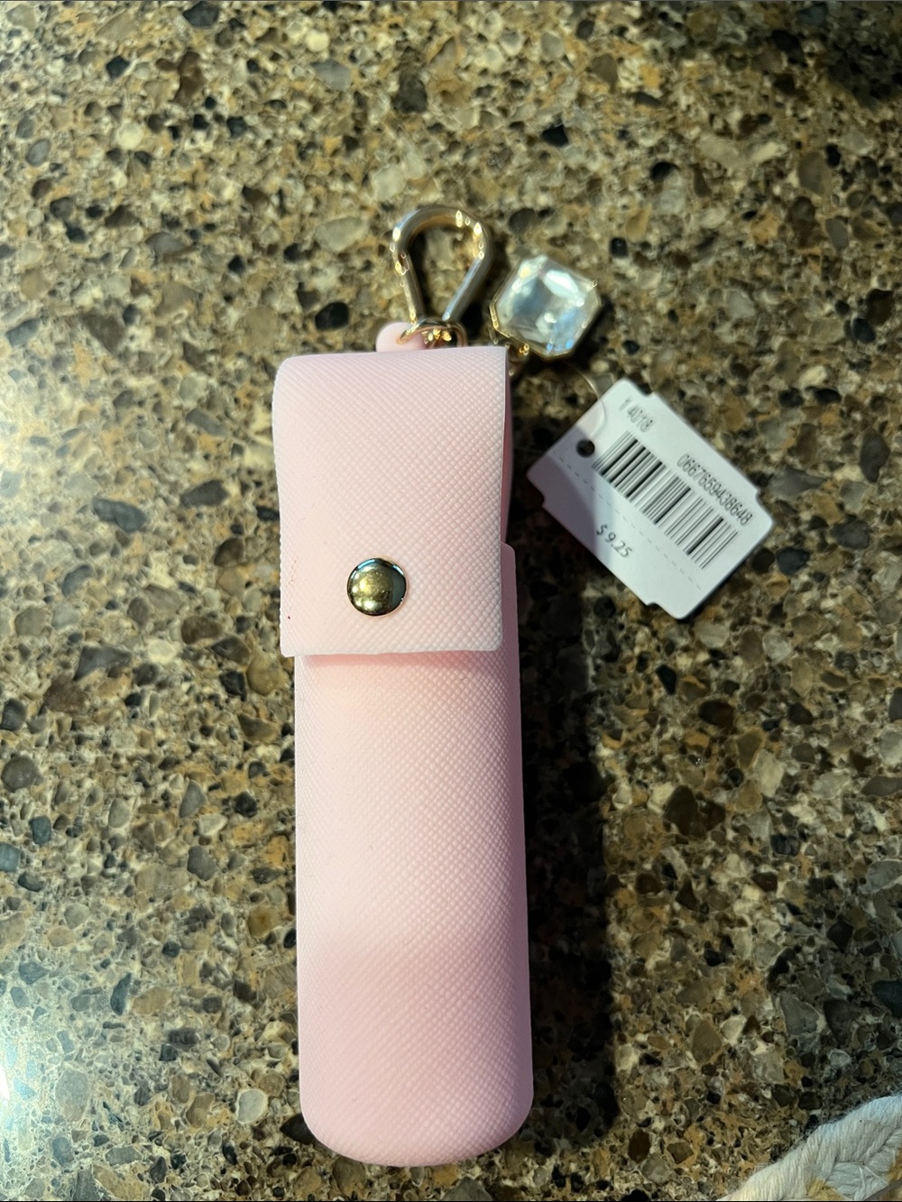 Pink Lipstick Case Keychain Pouch with Charm